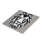 Zad leeuw zwarte en witte grijze achtergrond tegeltje (Zijkant)