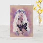 Zad Paars vlinder Wenskaart Kaart (Gele Bloem)