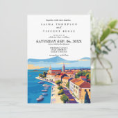 Zadar Kroatië Huwelijksuitnodiging Retro Kaart (Staand voorkant)