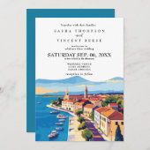 Zadar Kroatië Huwelijksuitnodiging Retro Kaart (Voorkant / Achterkant)
