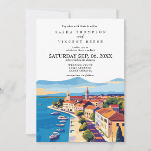 Zadar Kroatië Huwelijksuitnodiging Retro Kaart