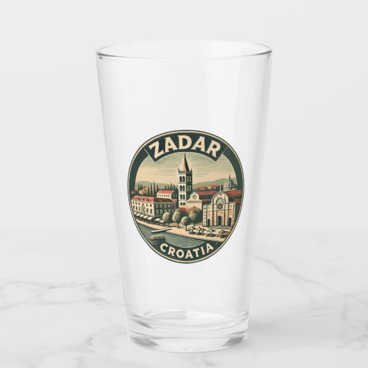 Zadar Kroatië Illustratie Travel Art Badge Glas (Voorkant)