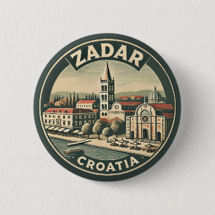 Zadar Kroatië Illustratie Travel Art Badge Ronde Button 5,7 Cm