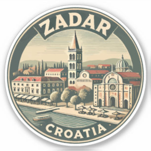 Zadar Kroatië Illustratie Travel Art Badge Sticker
