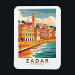 Zadar Kroatië Illustratie Travel Art Vintage Magneet<br><div class="desc">Zadar retro vector reisontwerp. Zadar,  een stad aan de Dalmatische kust van Kroatië,  staat bekend om de Romeinse en Venetiaanse ruïnes van de oude binnenstad.</div>