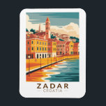 Zadar Kroatië Illustratie Travel Art Vintage Magneet<br><div class="desc">Zadar retro vector reisontwerp. Zadar,  een stad aan de Dalmatische kust van Kroatië,  staat bekend om de Romeinse en Venetiaanse ruïnes van de oude binnenstad.</div>