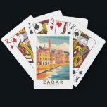 Zadar Kroatië Illustratie Travel Art Vintage Pokerkaarten<br><div class="desc">Zadar retro vector reisontwerp. Zadar,  een stad aan de Dalmatische kust van Kroatië,  staat bekend om de Romeinse en Venetiaanse ruïnes van de oude binnenstad.</div>