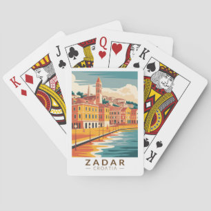 Zadar Kroatië Illustratie Travel Art Vintage Pokerkaarten