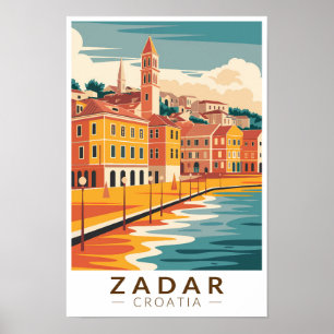 Zadar Kroatië Illustratie Travel Art Vintage Poster