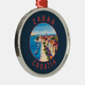 Zadar Kroatië Retro Distressed Circle Metalen Ornament (Rechts)