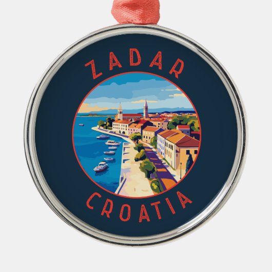 Zadar Kroatië Retro Distressed Circle Metalen Ornament (Voorkant)