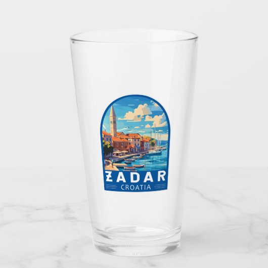 Zadar Kroatië Travel Art Embleem Glas (Voorkant)