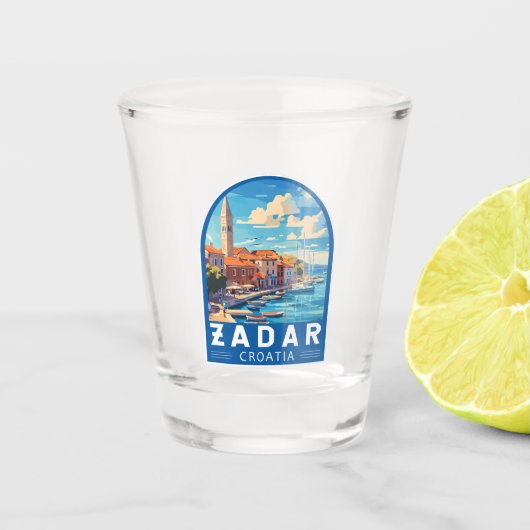 Zadar Kroatië Travel Art Embleem Shot Glas (Voorkant)