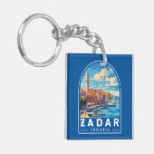 Zadar Kroatië Travel Art Embleem Sleutelhanger (Voorkant Links)