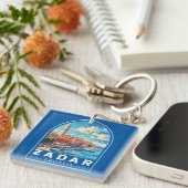 Zadar Kroatië Travel Art Embleem Sleutelhanger (Voorkant Rechts)