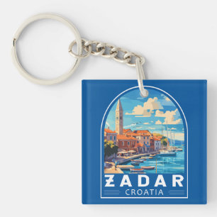 Zadar Kroatië Travel Art Embleem Sleutelhanger