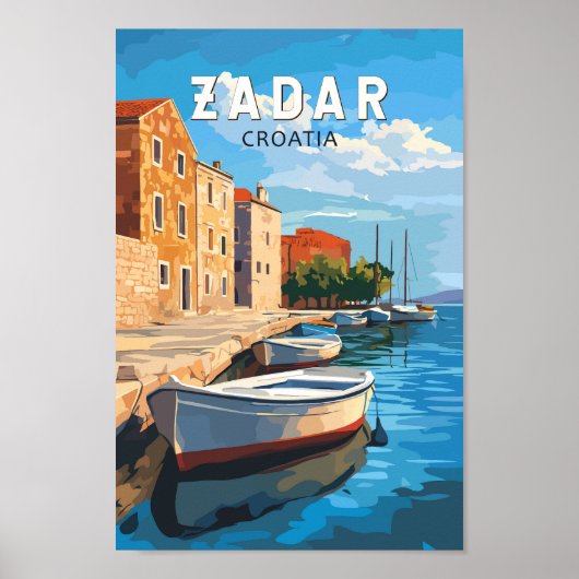 Zadar Kroatië Travel Art Vintage Poster (Voorkant)