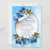 Zadden van blauwe Waterverf Hydrangeas Verloving Kaart (Voorkant)