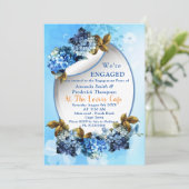 Zadden van blauwe Waterverf Hydrangeas Verloving Kaart (Staand voorkant)