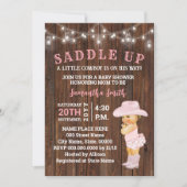 Zaddle Up a Little Cowgirl is haar Way Baby shower Kaart (Voorkant)