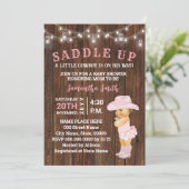 Zaddle Up a Little Cowgirl is haar Way Baby shower Kaart (Staand voorkant)