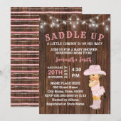 Zaddle Up a Little Cowgirl is haar Way Baby shower Kaart (Voorkant / Achterkant)