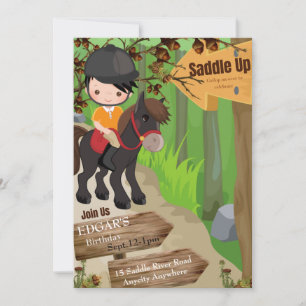Zaddle Up Birthday Invitation 1 (Boy)