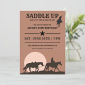 Zaddle Up Cowboy Birthday Uitnodiging (Staand voorkant)