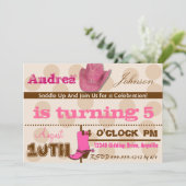 Zaddle up Cowgirl Birthday Party nodigt uit Kaart (Staand voorkant)