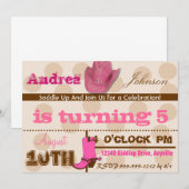 Zaddle up Cowgirl Birthday Party nodigt uit Kaart (Voorkant / Achterkant)