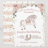 Zaddle Up Girl Pink Pony Birthday Uitnodiging (Voorkant / Achterkant)