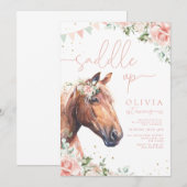 Zaddle up Horses Cowgirl Birthday Uitnodiging (Voorkant / Achterkant)
