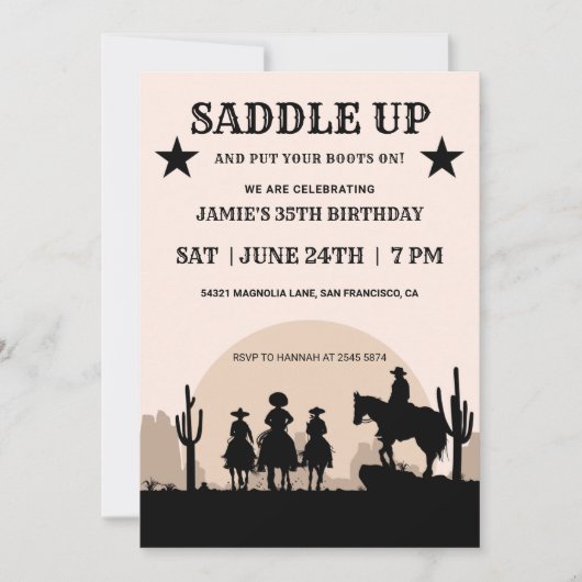 Zaddle up Wild Cowboy Birthday Uitnodiging (Voorkant)