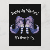 Zaddle up Witches Halloween Illustrated Boots Briefkaart (Voorkant)