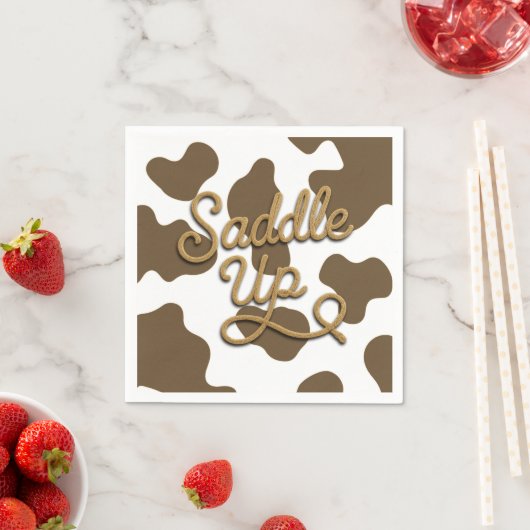 Zadel Aan Bruine Koe Land Westerse Rodeoparty Servet (Insitu)