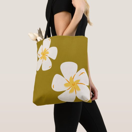 Zadel Bruin Wit Orchidee Tas (Dichtbij)