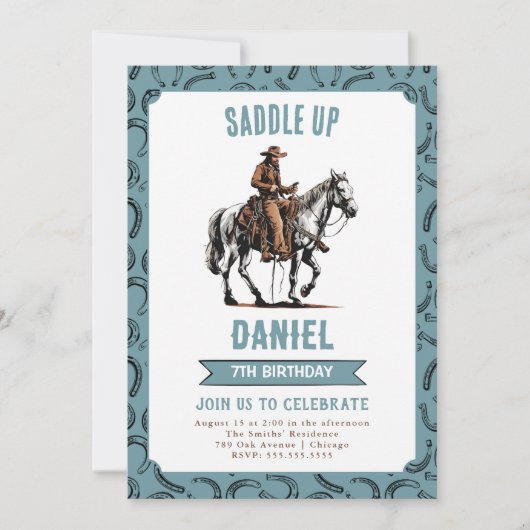 Zadel Cowboy verjaardag op Kaart (Voorkant)