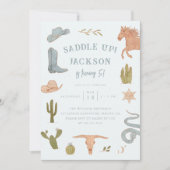Zadel Cowboy Verjaardagsfeestje op Kaart (Voorkant)