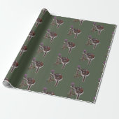 Zadel dennen kegels distel & plaid cadeaupapier (Uitgerold)