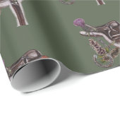 Zadel dennen kegels distel & plaid cadeaupapier (Rol Hoek)