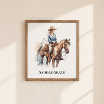 Zadel Grace Cowgirl Wandkunst