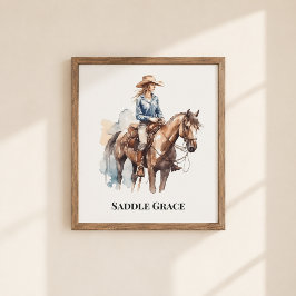 Zadel Grace Cowgirl Wandkunst