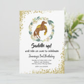 Zadel Je Paard Verjaardagsfeest Uitnodiging (Staand voorkant)