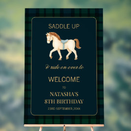 Zadel Je Preppy Paard Verjaardags Welkom Acryl Bord