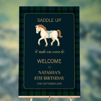 Zadel Je Preppy Paard Verjaardags Welkom Acryl Bord
