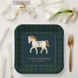 Zadel Je Vintage Preppy Paard Verjaardag Papieren Bordje
