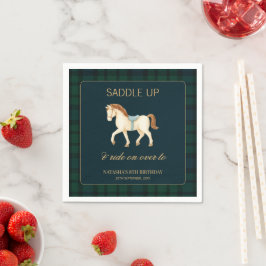Zadel Je Vintage Preppy Paard Verjaardag Servet