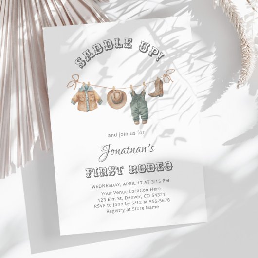 Zadel kleine cowboy eerste rodeo verjaardag op kaart