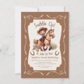 Zadel kleine Cowboy paard verjaardagsfeestje op Kaart (Voorkant)