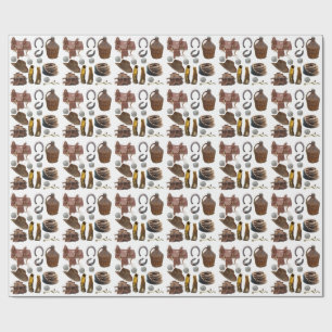 Zadel Laarzen PAARDENHOEZEN cowboy clipART Cadeaupapier